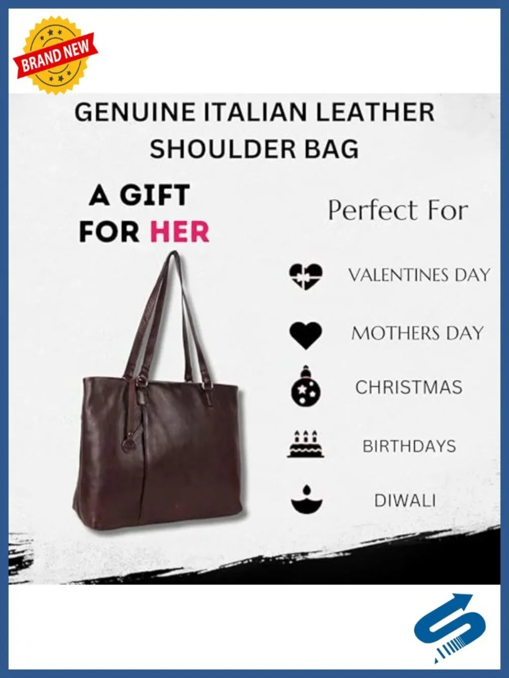 Genuine Italian Leather Tote Satchel Purse with Top Handle Shoulder Bag